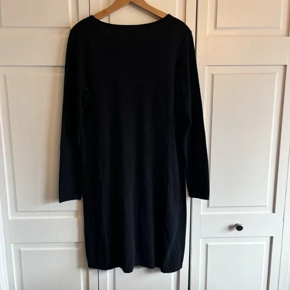 J.JILL PureJill Petite Med Cotton Cashmere Blend Faux Wrap Sweater Dress Black - Picture 2 of 13